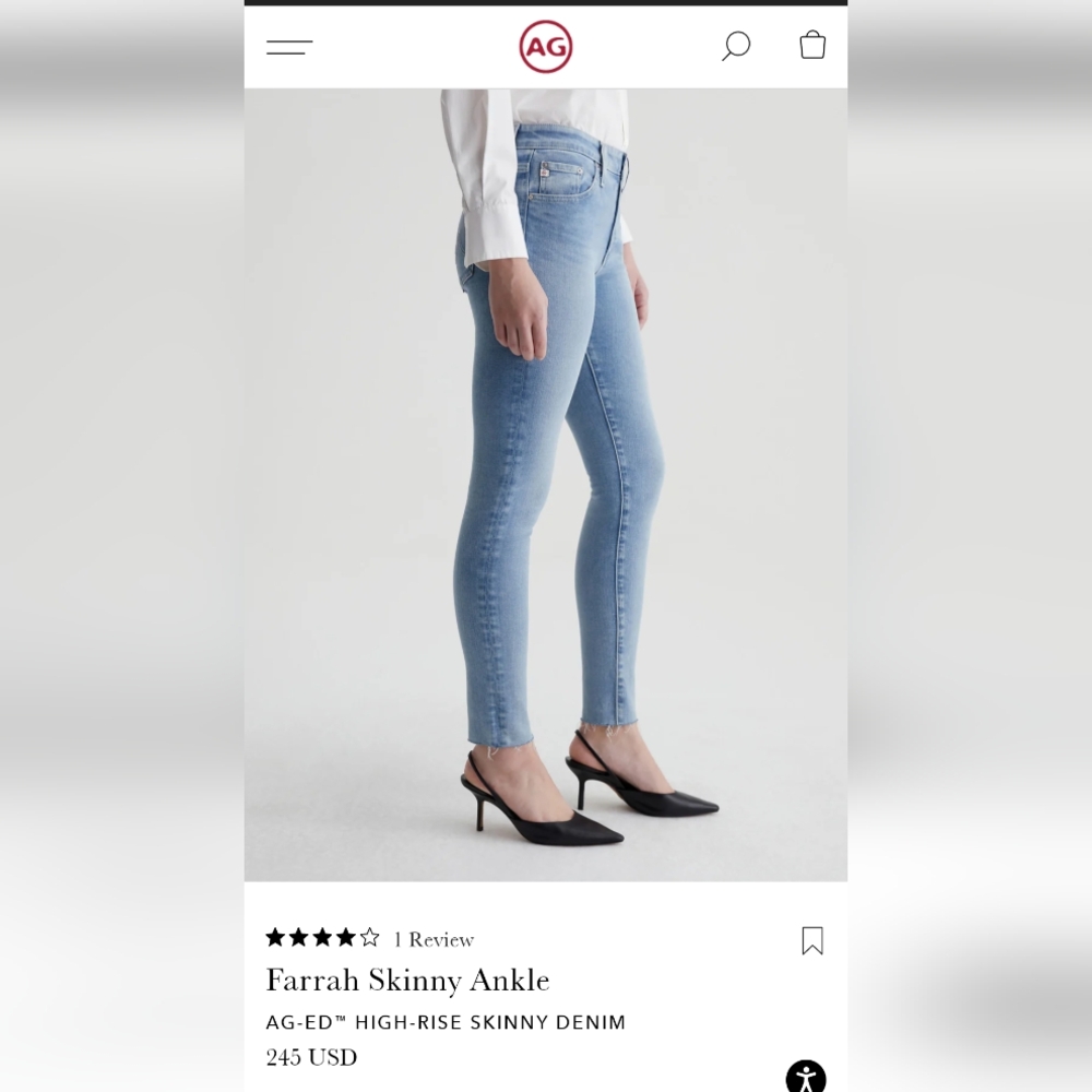 AG Farrah Skinny Ankle HIGH-RISE SKINNY DENIM size 25 euc